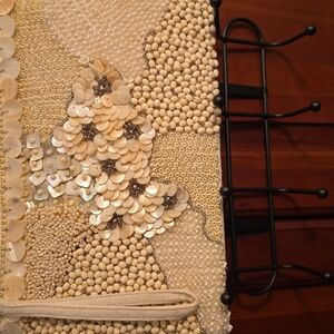Beaded Cream Clutch